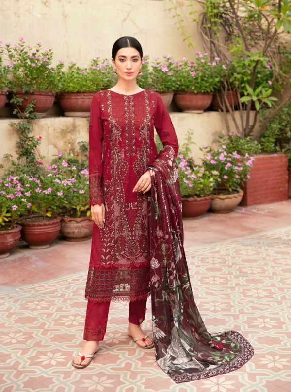 Red-Ramsha Mashaal Luxury Lawn vol 8